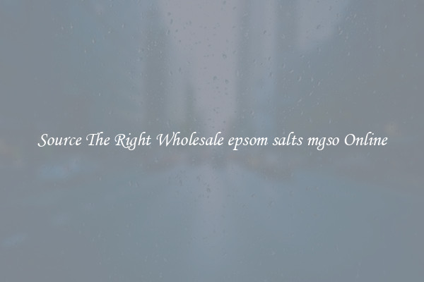 Source The Right Wholesale epsom salts mgso Online